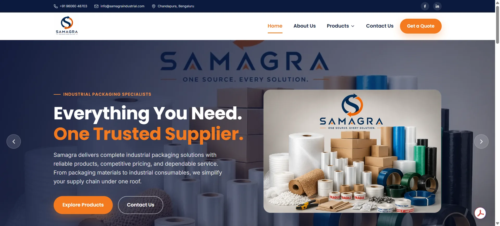 Samagra Industrial Solutions website designed and developed by TechB Software Solutions