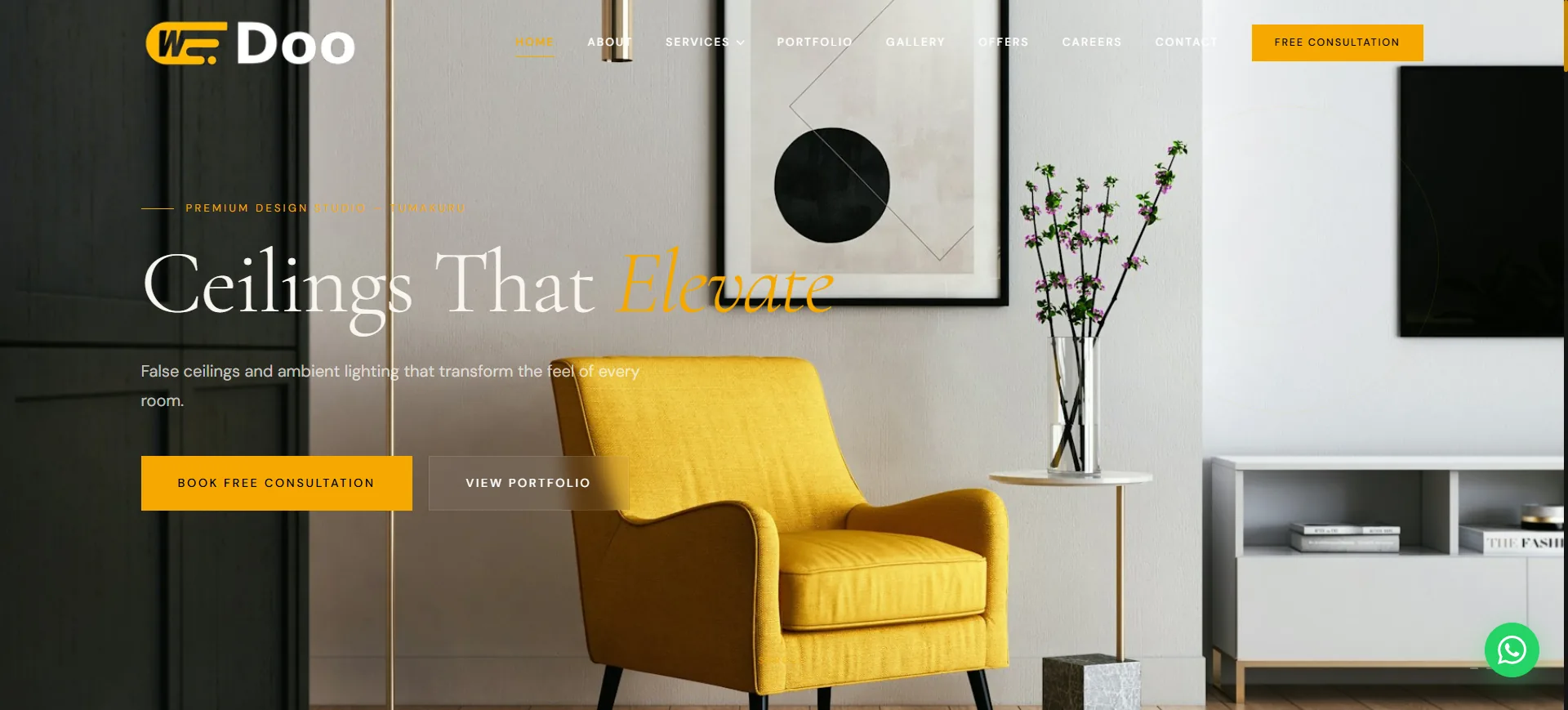 Wedoo Interiors premium interior design website built by TechB Software Solutions